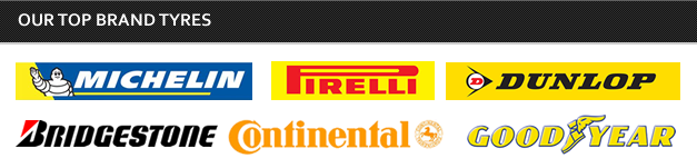 <h2>Our Top Brand Tyres</h2><br> Michelin<br>pirelli<br>dunlop<br>bridgestone<br>continental<br>good year